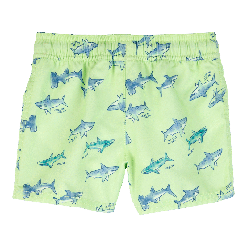 Toddler Boy Shark Swim Trunks - Lime Green